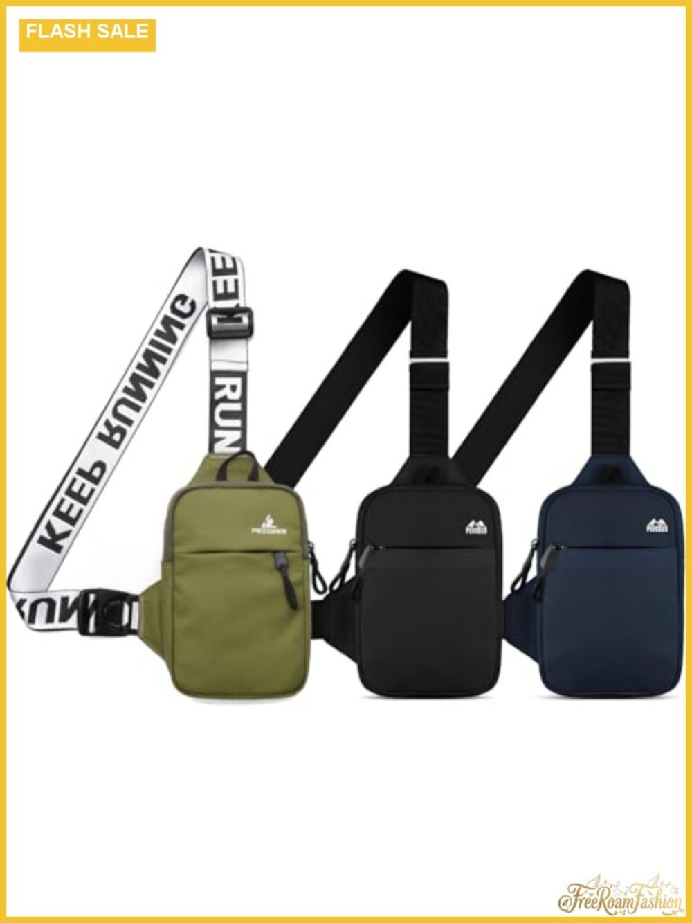 Nylon Crossbody Sling Bag Water Resistant Dual Pocket Fanny Pack Unisex